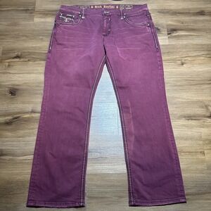 Rock Revival Straight‎ Relaxed Mike Pink Magenta Burgundy Men's 42 x 34